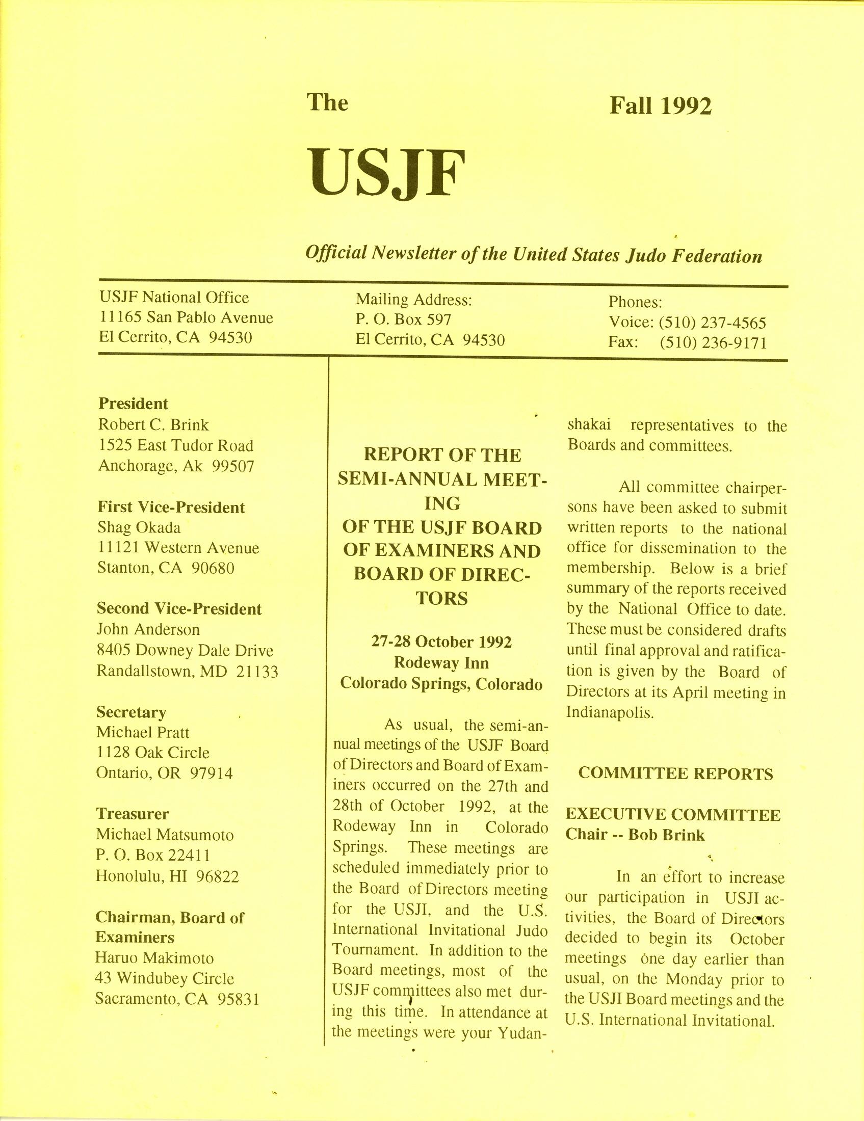 Fall 1992 The USJF